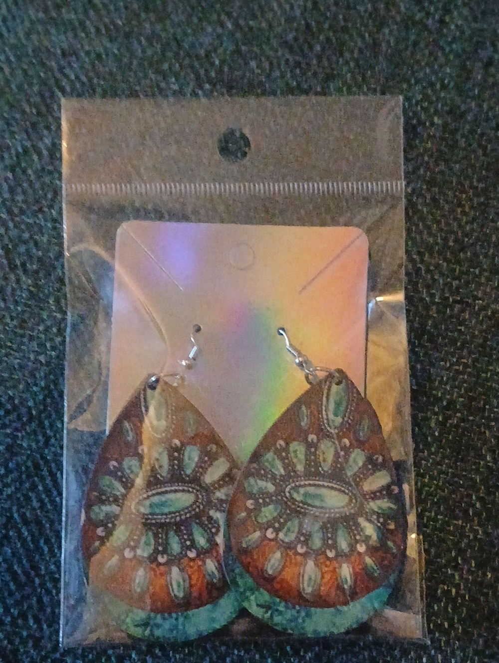 Turquoise and Brown Teardrop Floral Earrings